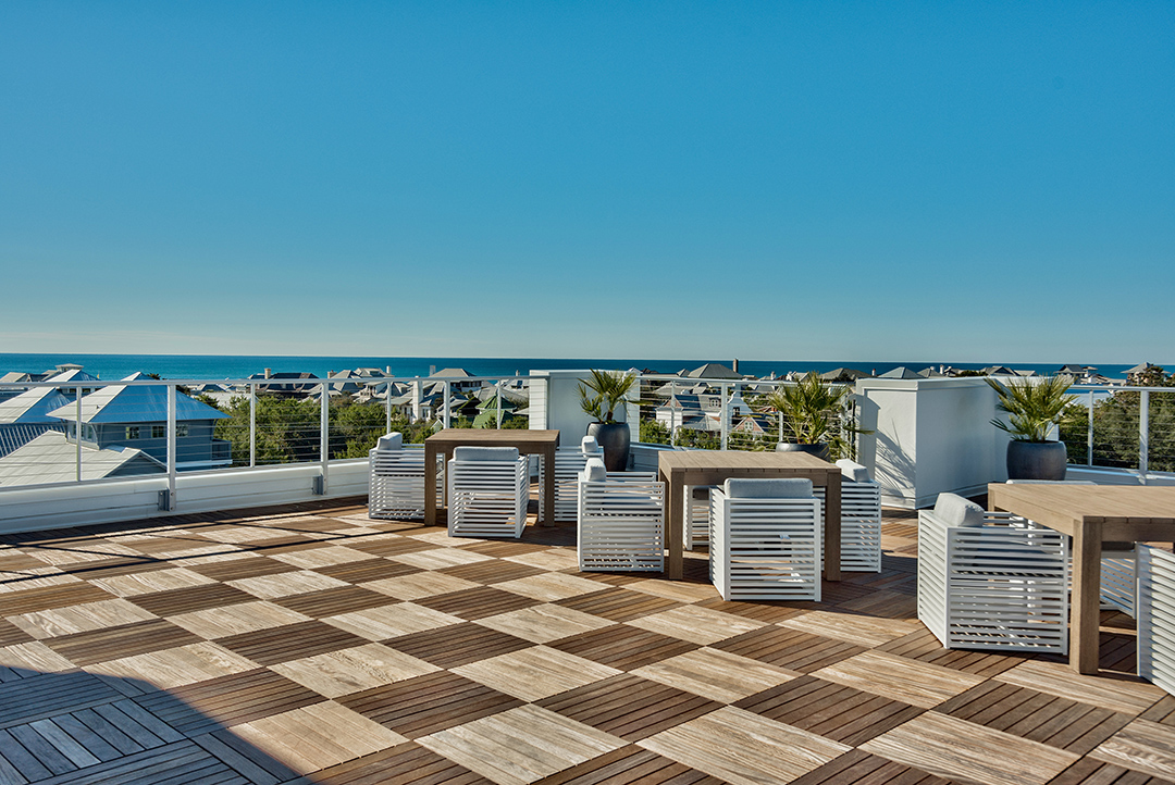 interior design features for Super Bowl party - rooftop terrace the pointe on 30A